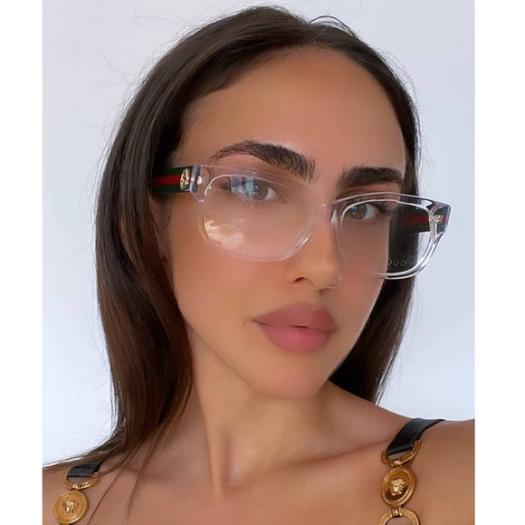 NEW Gucci GG0278O Clear Striped Arm Eyeglasses Frames - Picture 1 of 10